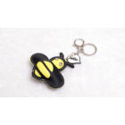 Méhecskés kulcstartó - fekete bőr