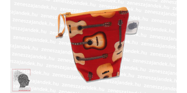 Textil mini neszeszer - piros gitáros