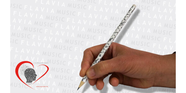 Ceruza - fehér, zenei írásjelek gazdagon